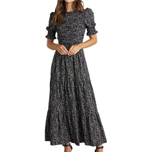 BTFBM Women Casual Summer Dresses 2025 Spring Crew Neck Ruffle Short Sleeve - Picture 7 of 7